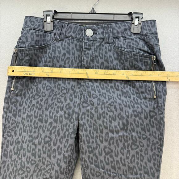 Democracy Jeans Women's 8 Black Grey Leopard Moto Skinny Cheetah Slim Preppy - Picture 11 of 14